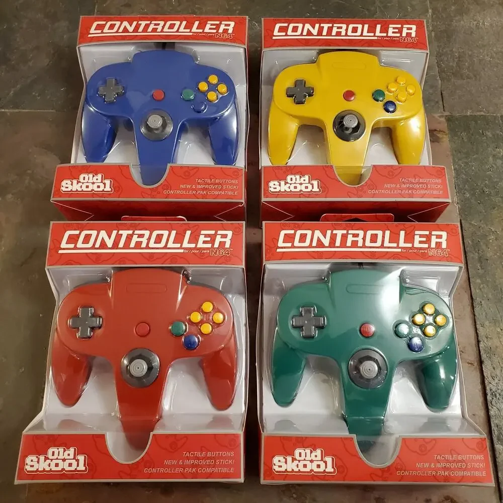 4 N64 Controllers - 4 Colors Bundle (NEW) - Red Green Blue Yellow - Nintendo